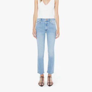 Mother Denim The Mid-Rise Dazzler Ankle Fray Jeans Sz 26 Cropped Cotton Stretch